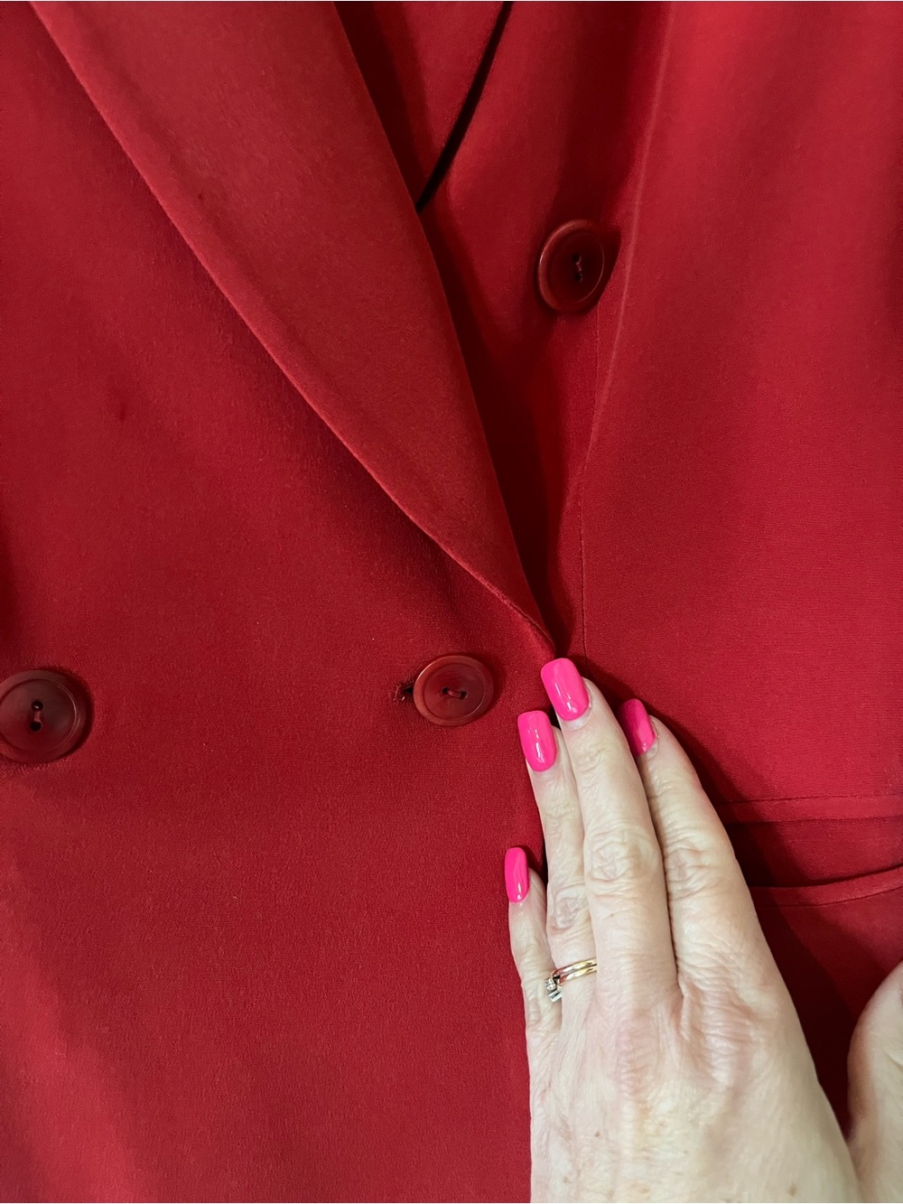 Jones New York Red Double-Breasted Silk Blazer Women’s Size 4P - Picture 5 of 16